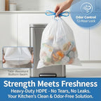 Medium 8 Gallon Trash Bags Drawstring,1.2 Mil,Unscented,100 Count
