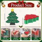 SiliFine 12 Pack Christmas Tree Kitchen Sponges Bulk Scrub Sponge