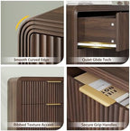 Decofy 55" W Fluted 6-Drawer Dresser for Bedroom, Walnut