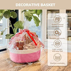 CHICVITA Gift Basket Empty with Bags & Ribbon for Baby Shower, Pink