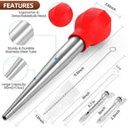 SCHVUBENR Large Turkey Baster with Cleaning Brush & Needle - Stainless Steel Baster Tool for Cooking - Easy to Use and Clean - Heavy Duty Baster Syringe - Thanksgiving, Christmas Essentials - Red - Image 5