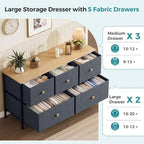 OLIXIS 5 Drawer Dresser for Bedroom, Storage Organizer Unit for Closet