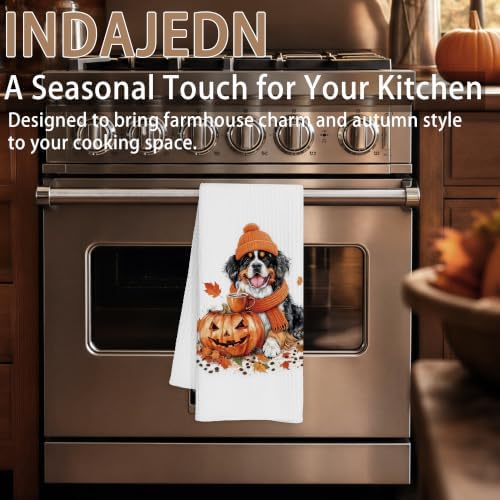 Fall Halloween Pumpkin Bernese Mountain Dog Kitchen Towels, Bernese Mountain Dog Gifts, Autumn Coffee Dish Tea Towels for Kitchen, Fall Halloween Hand Towel for Bathroom, 16x24 Inch - Image 6