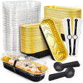 NPLUX Halloween Pans with Lids, 6.8oz 100 Pack Black Gold for Home Bakers