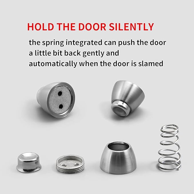 YAGU Silver Door Stopper 6 Pack Magnetic Door Stops Zinc Alloy Brushed Nickel - Image 8