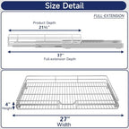 Pull Out Cabinet Organizer, 27" W x 21.5" D, Heavy Duty Chrome Slide Out Shelf for Wide Base Cabinets, Sliding Wire Basket Drawer for Pots, Pans, Appliances & Pantry Storage