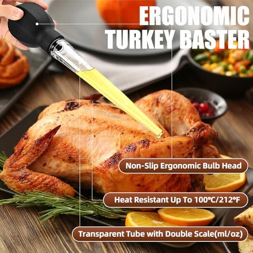 SCHVUBENR Large Turkey Baster with Cleaning Brush - Premium Baster Tool for Cooking - Easy to Use & Clean - Powerful Bulb Baster Syringe - Dishwasher Safe - Thanksgiving, Christmas Essentials - Black - Image 3