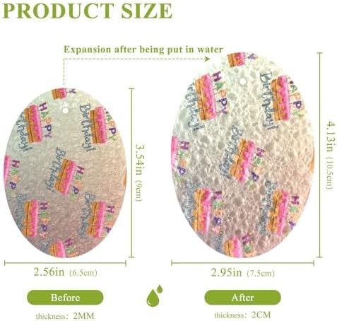 Happy Birthday Cake Dish Scrub Sponges Kitchen Non Scratch Reusable Compressed Cellulose Sponge Hanging for Household Cleaning Washing Dishes Pots and Pans 3 Pack - Image 2