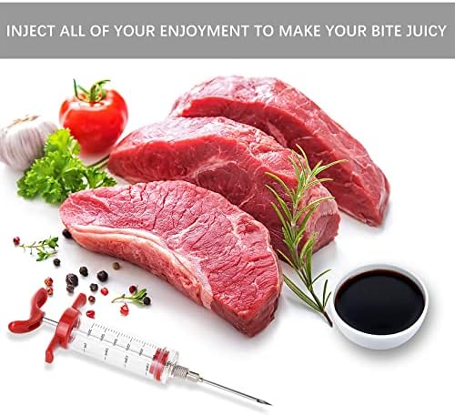 Premium Meat Injector, Marinade Injector Syringe with 2 Meat Needles for BBQ Grill Smoker, Turkey and Cooking 1-oz Capacity, 2 Stainless Needles, 1 Brush, Red - Image 3
