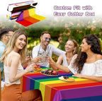 Kochorie 100 Ft x 54 Inch Rainbow Tablecloth Roll with Cutter Box Gay Pride Tablecloth Cut to Size Table Cover Disposable Rainbow Pride Backdrop for Indoor Outdoor Events Party Supplies