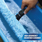 Unger Professional Connect and Clean 18” Proflex 2-in-1 Squeegee and Scrubber, High Access Window Cleaning Tool with Pivoting Head, Commercial and Residential Use, Reusable Microfiber Sleeve
