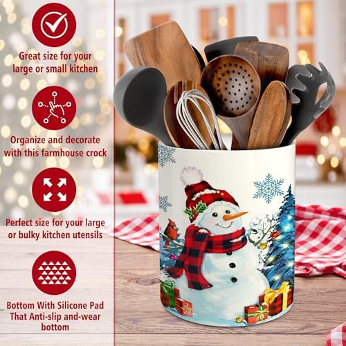 pinata Christmas Kitchen Decor, Christmas Snowman Ceramic Utensils Holder