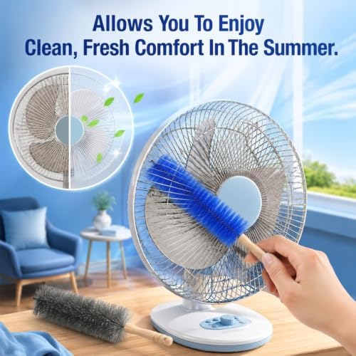 2 PCS Fan Cleaning Brush, Bendable Cobweb Duster with Microfiber Head, Reusable