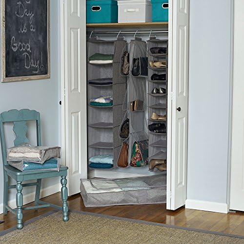 Household Essentials 6-Shelf Linen Hanging Closet Organizer, Gray