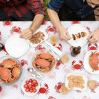 Kochorie 100 Ft x 54 Inch Crab Boil Party Tablecloth Roll with Cutter Box Disposable Plastic Crab Table Cover Roll Waterproof Table Cover for Crawfish Birthday Indoor Outdoor Party Supplies Decor