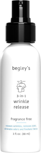 Begley's 3-in-1 Wrinkle Remover, Quick Fix Wrinkle Release, Static Cling Remover by Begleys
