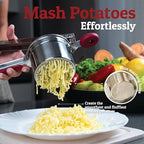 PriorityChef Large 15oz Potato Ricer, Heavy Duty Stainless Steel Potato Masher and Ricer Kitchen Tool, Press and Mash Kitchen Gadget For Perfect Mashed Potatoes - Everytime, Red - Image 2