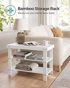 SONGMICS Shoe Rack Bench, 3-Tier Bamboo Entryway Bench, 27.6 Inches Width