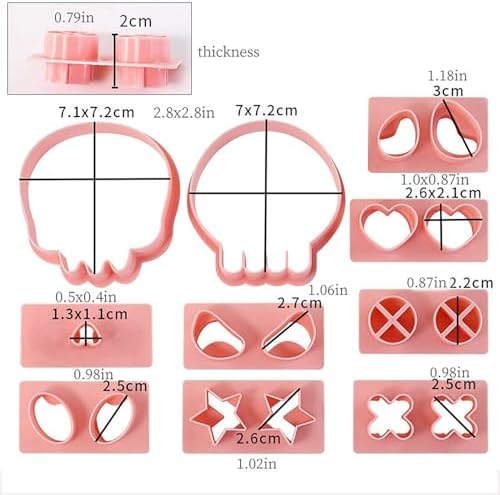 10Pcs DIY Skull Cookie Cutters Halloween Mix Match Face Embossing Molds - Image 3