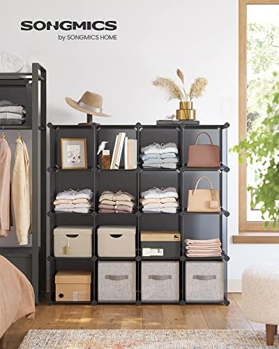 SONGMICS 16 Cube Storage Organizer，Plastic Stackable Cube Shelf