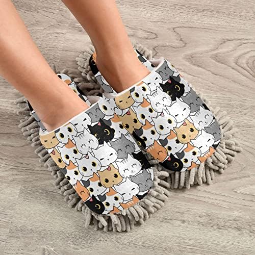 Fisyme Mop Slippers Soft Washable Microfiber Super Chenille Mopping House Home Shoes Mop Slippers for Floor Cleaning