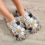 Fisyme Mop Slippers Soft Washable Microfiber Super Chenille Mopping House Home Shoes Mop Slippers for Floor Cleaning