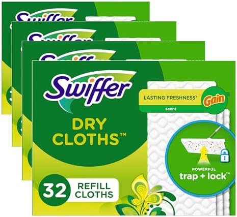 Swiffer Sweeper Dry Sweeping Cloth Refills,Gain Original,32 Count (Pack of 4)