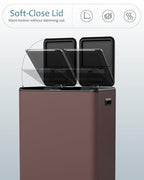 16 Gal Dual Trash Can, Stainless Steel Kitchen Garbage Bin, Recycle Dustbin - Image 4