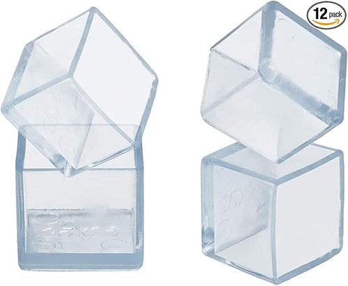 12 Pcs Transparent Square Anti-Slip Rubber Leg Tips Chair Leg Caps Furniture by Unknown