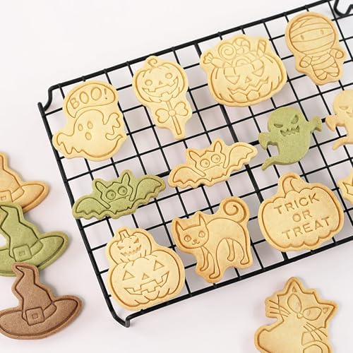 8Pcs Halloween Cookie Cutters 3D Cat Skull Witch Owl Coffin Baking Molds - Image 6