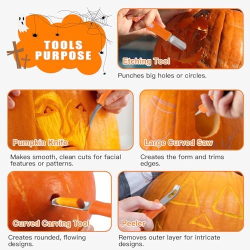 ITREOZA 10PCS Heavy Duty Pumpkin Carving Kit, Stainless Steel