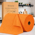 KitchLife Microfiber Cleaning Cloth Roll, 100 Pack - Tear-Away Microfiber Paper Towels, Lint-Free, Reusable, Washable for Kitchen, Car, Dishes, and Sensitive Surfaces (Coral)