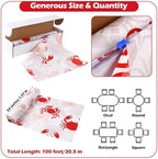 Kochorie 100 Ft x 54 Inch Crab Boil Party Tablecloth Roll with Cutter Box Disposable Plastic Crab Table Cover Roll Waterproof Table Cover for Crawfish Birthday Indoor Outdoor Party Supplies Decor