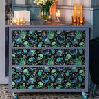 FLFK Peel and Stick Wallpaper, Skulls and Magic Cauldrons, 16" x 384"