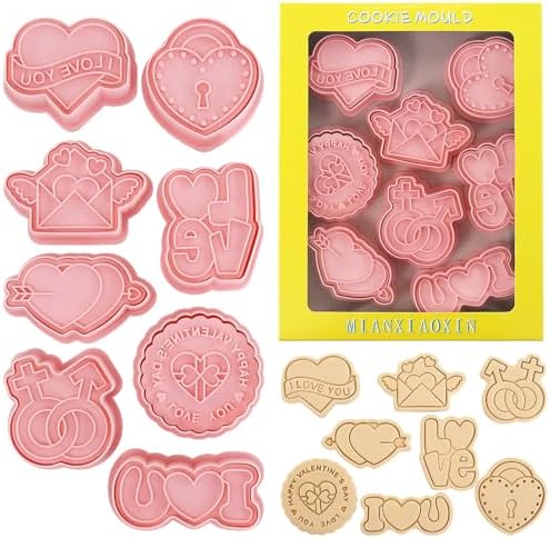 8 Pcs Happy Birthday Cookie Molds New Year Spring Festival 3D Biscuit Mould Baking Tool Easter Cartoon Stamps for Biscuits (Valentine B) by MIANXIAOXIN