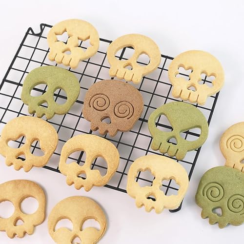 10Pcs DIY Skull Cookie Cutters Halloween Mix Match Face Embossing Molds - Image 7