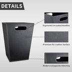 Pu Leather Trash Can for Bedroom, 16L/4.2 Gallon Office Wastebasket - Image 3