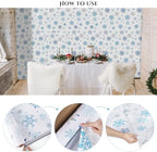 Kochorie 100 Ft x 54 Inch Christmas Snowflake Printed Tablecloth Roll with Cutter Box Disposable Blue and White Winter Snowflake Backdrop Cut to Size Table Cover for Frozen Birthday Party Supplies