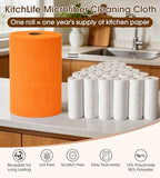 KitchLife Microfiber Cleaning Cloth Roll, 100 Pack - Tear-Away Microfiber Paper Towels, Lint-Free, Reusable, Washable for Kitchen, Car, Dishes, and Sensitive Surfaces (Coral)