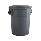 55 Gallon Gray Round Commercial Trash Can by Krollen+Industrial