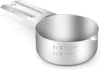 1PCS 1/3Cup Single Measuring Cup, Stainless Steel Measure Scoop, Metric and US by BERYLER