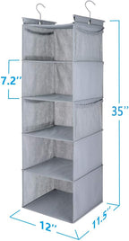 MAX Houser 5 Shelf Hanging Closet Organizer, Space Saver, Closet Hanging Shelves - Image 3