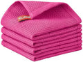 Niallant 4 Pack Pink Cotton Waffle Weave Kitchen Dish Cloths, Soft Absorbent Dish Rags, Quick Drying Cleaning Rags - 12x12 in by Nialnant