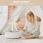 CHICVITA Woven Basket for Gifts with Bags & Ribbon, Dog Toy Basket, White