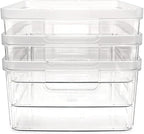 Isaac Jacobs 3-Pack Medium Clear Storage Bins w/Cutout Handles, Plastic - Image 6
