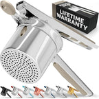 PriorityChef Large 15oz Potato Ricer, Heavy Duty Stainless Steel Potato Masher and Ricer Kitchen Tool, Press and Mash Kitchen Gadget For Perfect Mashed Potatoes - Everytime, Khaki by PriorityChef