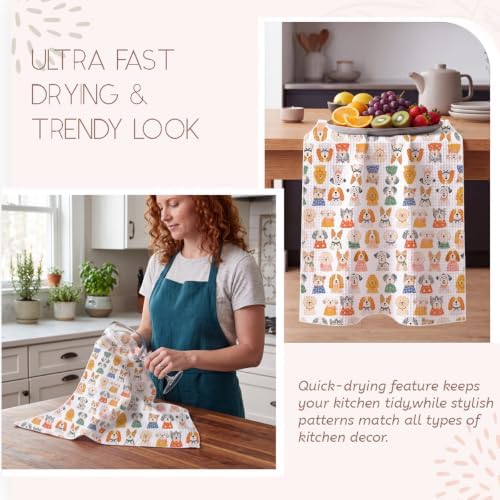 2 Pack Whimsical Dogs Kitchen Towels Puppy Dog Mom Dish Towels for Kitchen - Image 4