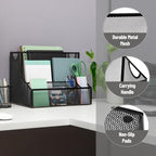 Mind Reader Metal Mesh Desktop Organizer with Hanging File Storage, Black