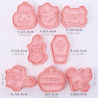 8Pcs Halloween Cookie Cutters 3D Cat Skull Witch Owl Coffin Baking Molds - Image 3