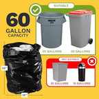 ToughBag 55-60 Gallon Heavy Duty Trash Bags, 100 Count, Black, 1.2 Mil